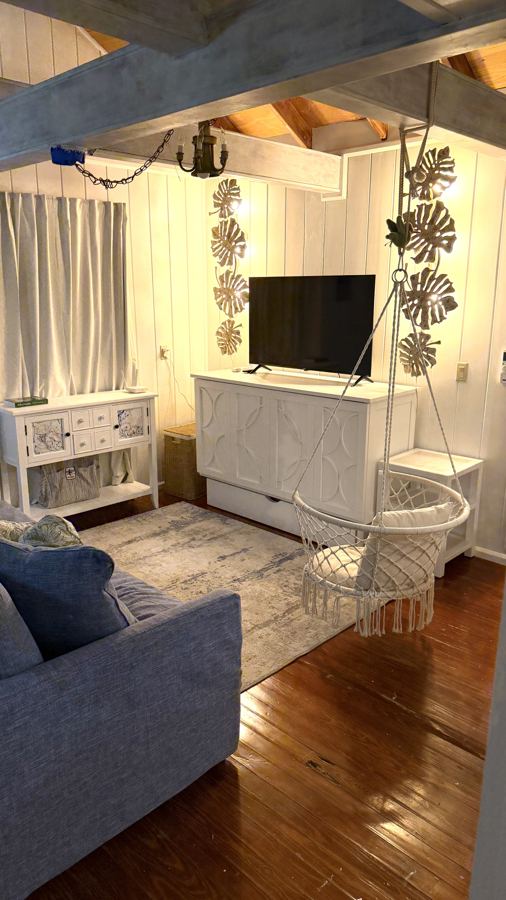 The living room with a comfy sofa