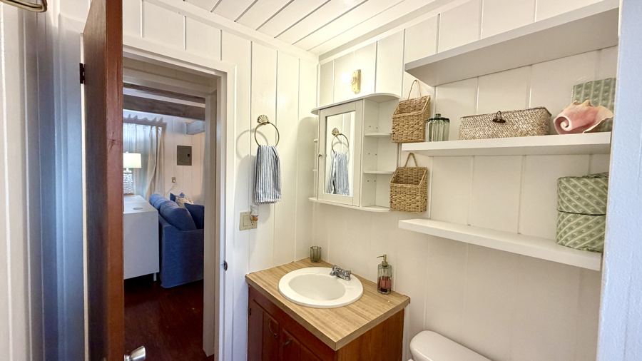 The bathroom vanity